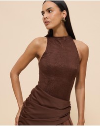 CHANCERY - Layla High Neck Lace Panelled Maxi Dress