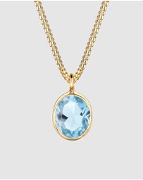Elli Jewelry - Necklace Solitaire Pendant Elegant with Topaz Light Blue in 925 Sterling Silver Gold Plated