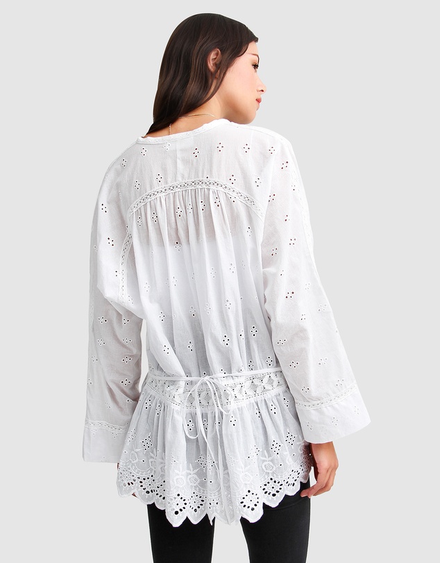 Belle & Bloom - Unbutton Me Eyelet Button Down Shirt