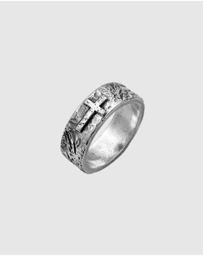 Haze & Glory - ICONIC EXCLUSIVE - Cross Ring in Oxidised 925 Silver