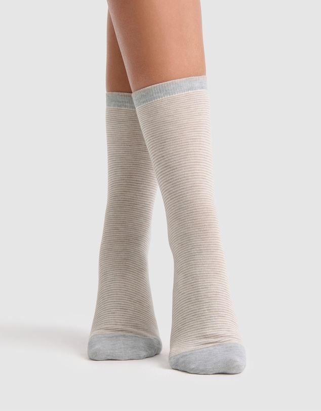 Levante - 3 Pack Lina Fine Stripe Crew Sock