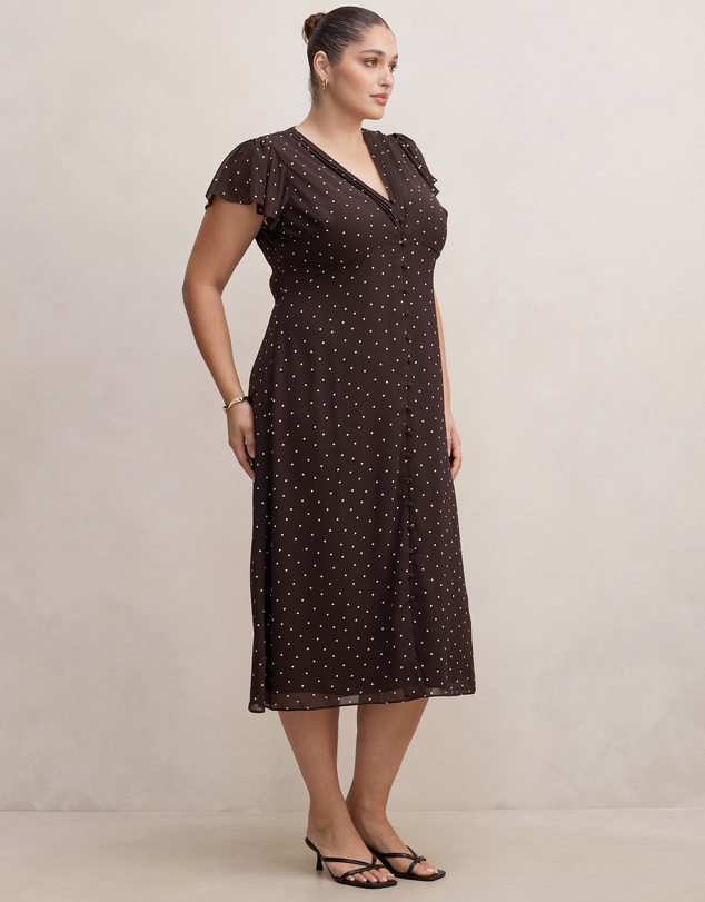 Forever New Curve - Ardelia Curve Flutter Sleeves Midi Dress