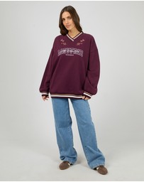 All About Eve - Mayfair V-Neck Relaxed Crew Wine