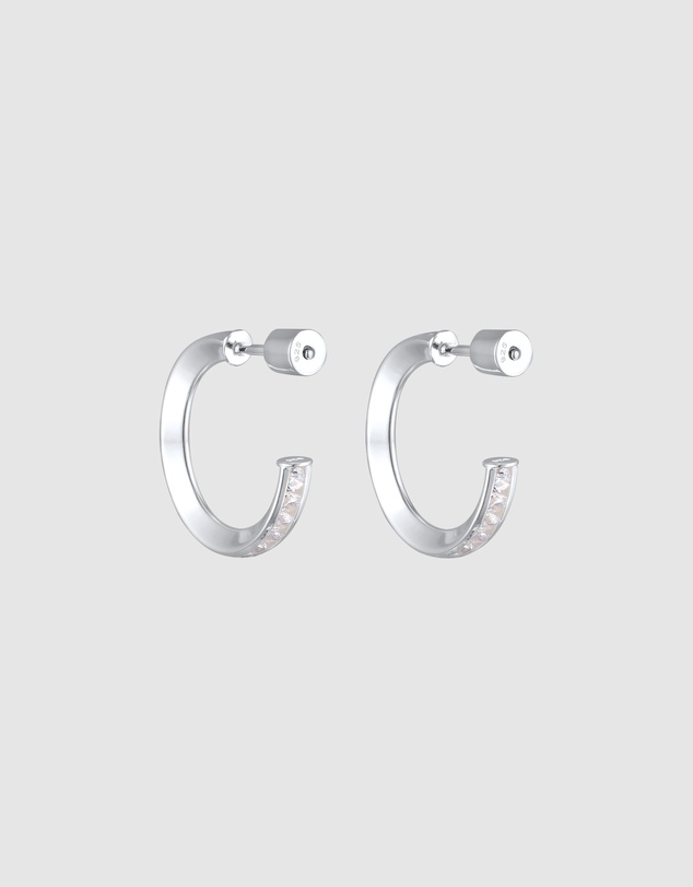Elli Jewelry - Earrings Creoles Studs With Zirconia In 925 Sterling Silver