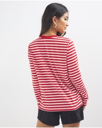 Dazie - Melrose Long Sleeve Stripe Boyfriend Tee