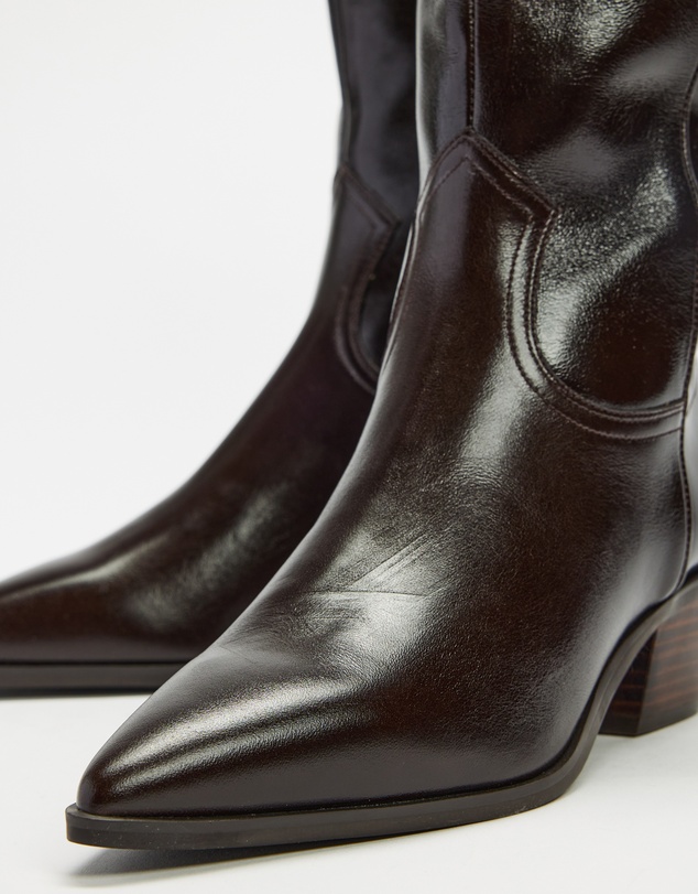 AERE - Rozalia Leather Cowboy Ankle Boots