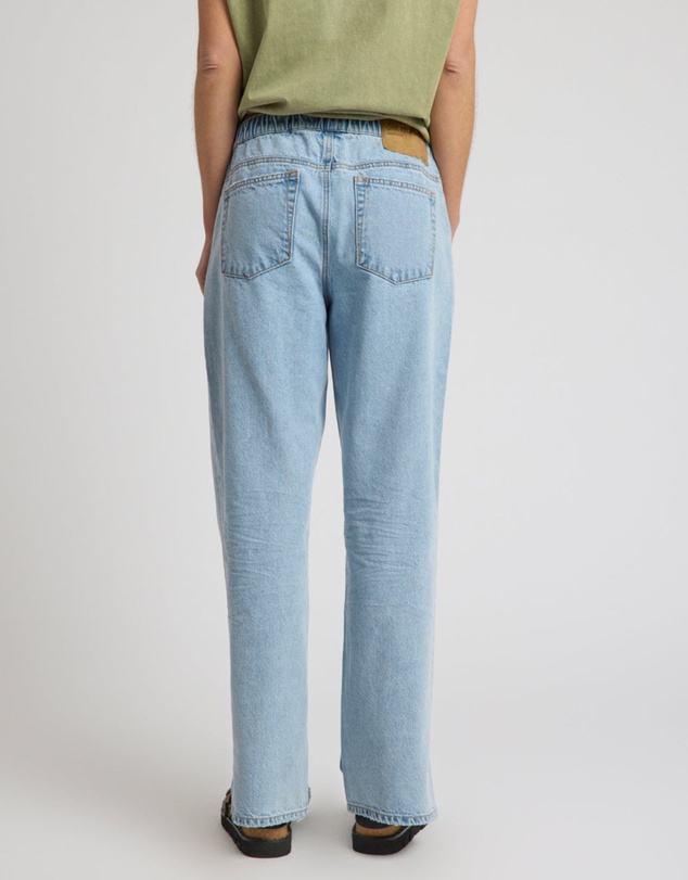 ONE TEASPOON - Roadhouse Mid Waist Wide Leg Drawstring Denim Jean - Riviera Blue