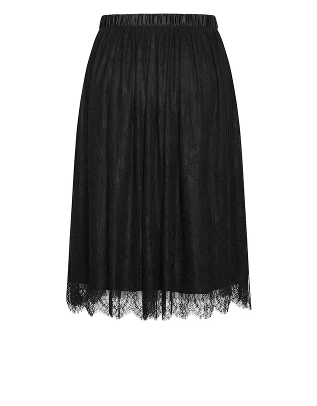 City Chic - Plus size Ivy Lace Mesh Skirt - black