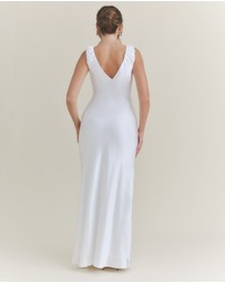 Six Stories - Victoria V Neck Satin Maxi Dress
