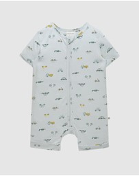 Kynd Baby - Day Or Night Onesie Short Sleeve in Blue Haze Cars