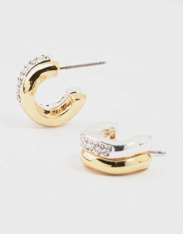 Lovisa - Cubic Zirconia & Clean Wave Hoop Earrings