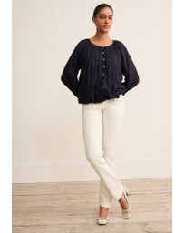 NEXT - Pleat Front Button Through Long Sleeve Blouse