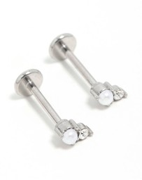 Lovisa - Surgical Steel Pearl Diamante Flat Back Earrings
