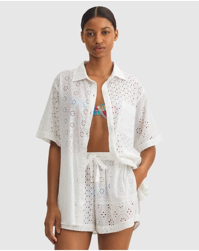Polo Ralph Lauren - Patchwork Eyelet Shirt & Shorts Cotton Beachwear Set