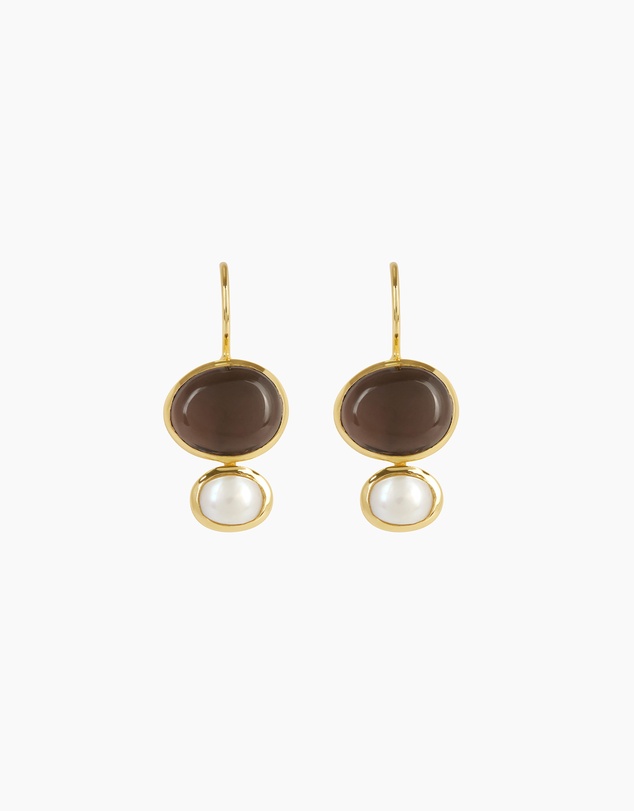 Bianc - Cubism Earrings Smoky Quartz GP