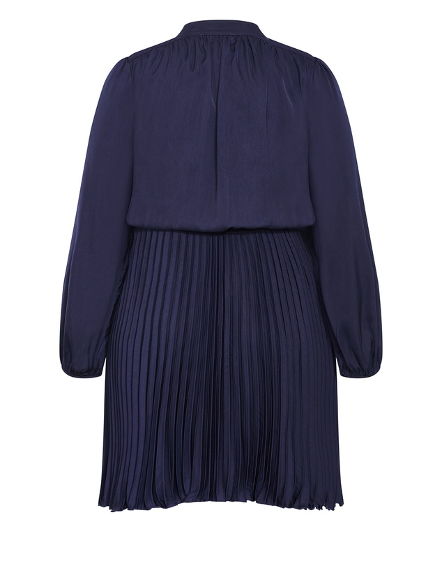 City Chic - Halle Long Sleeve Pleat Mini Dress