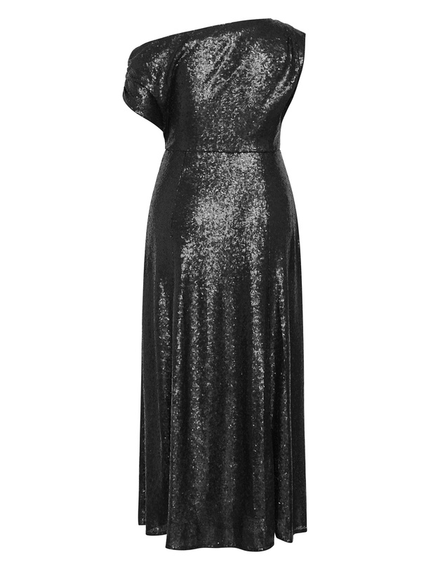 City Chic - Plus size Sequin Off Shoulder Maxi Dress - black