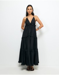 AERE - Ivara V-Neck Tiered Maxi Dress