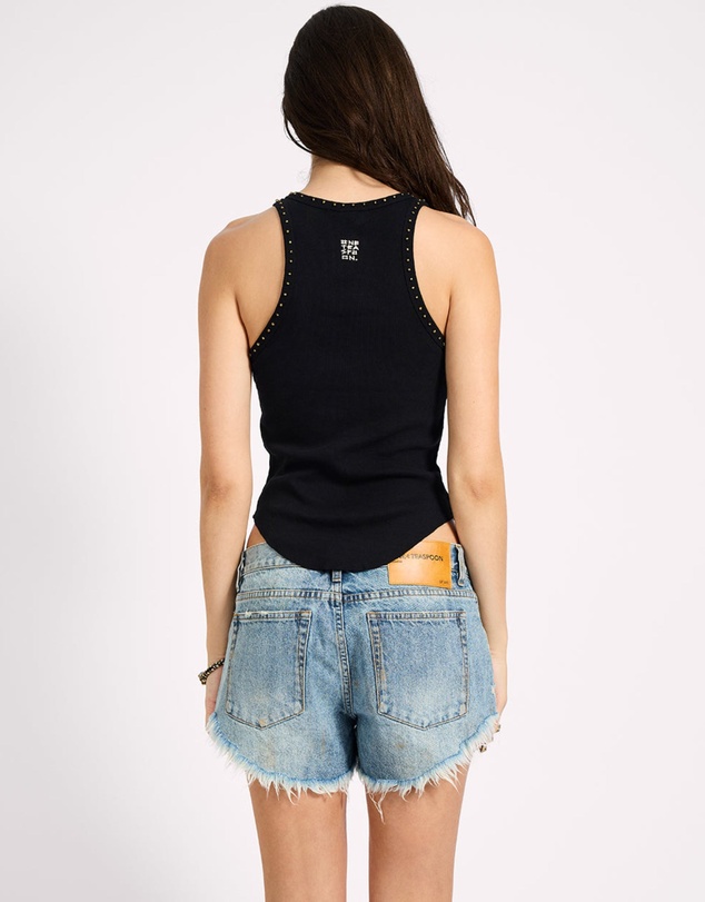 ONE TEASPOON - Hand Beaded Ramone Tank - Black