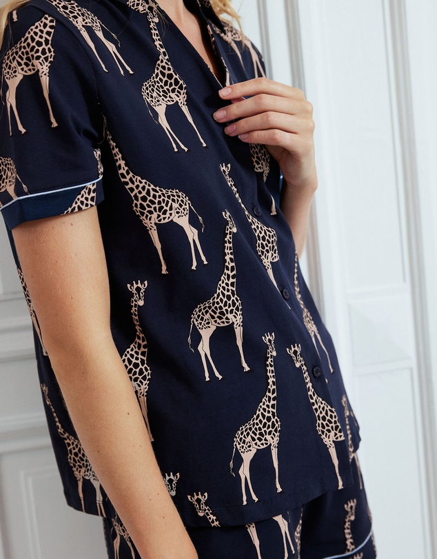 Chelsea Peers - Organic Cotton Giraffe Print Short Pyjama Set