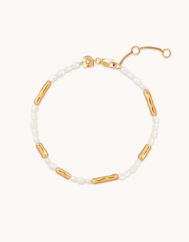 Astrid & Miyu - Pearl and Molten 18ct Gold Plated Bracelet