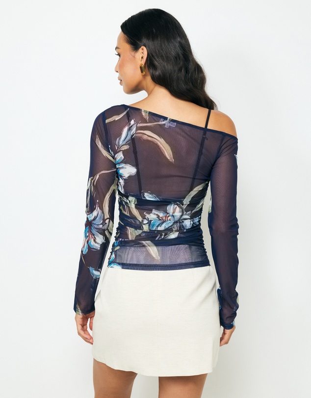 AERE - Chloe Off Shoulder Mesh Top