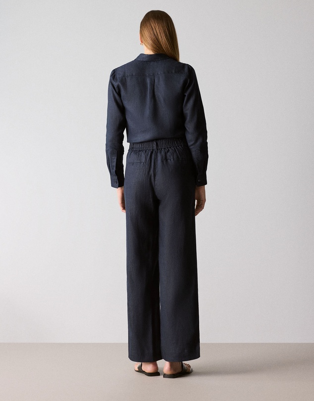 Trenery - Linen Classic Shirt in Night Sky