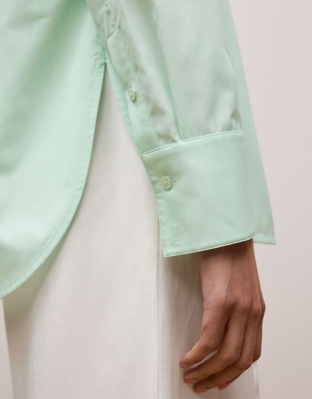 Trenery - Cotton Poplin Long Sleeve Shirt in Peppermint