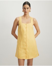 AERE - Bari Linen Button Down Mini Dress