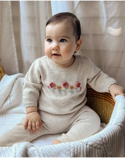 Purebaby - Scalloped Knit Set -Kids-Babies