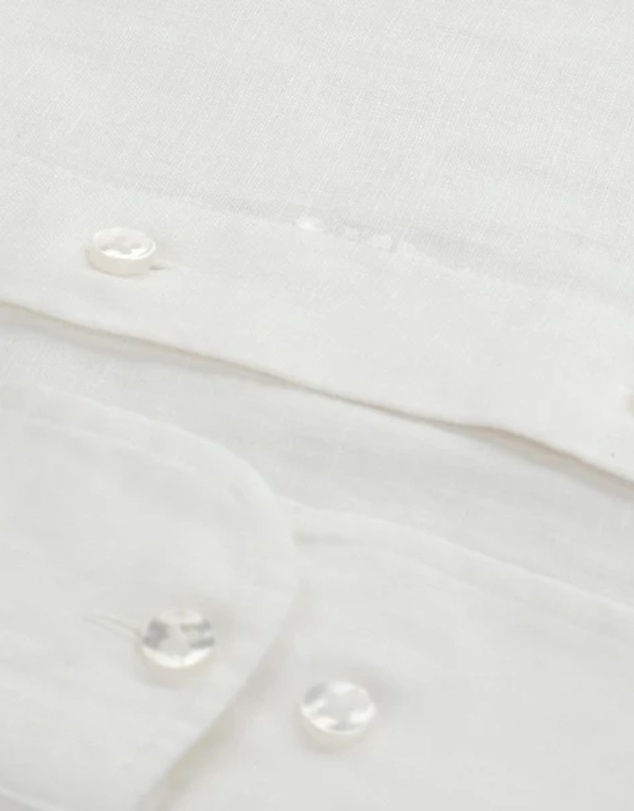 Henry Bucks - HENRY SARTORIAL Linen Classic Fit Shirt WHITE