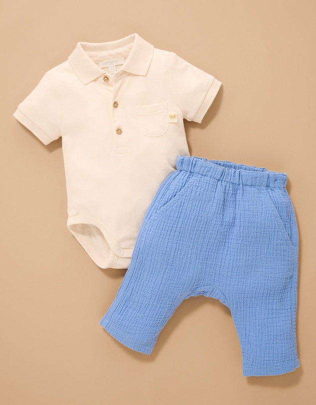Purebaby - Slouchy Crinkle Cotton Pants- Kids-Babies