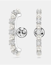 Swarovski - Matrix Ear Cuff, Set (3), Crystal Pearl, Round Cut, White, Rhodium-Plated