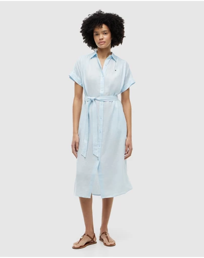 Tommy Hilfiger - Belted Linen Shirt Dress