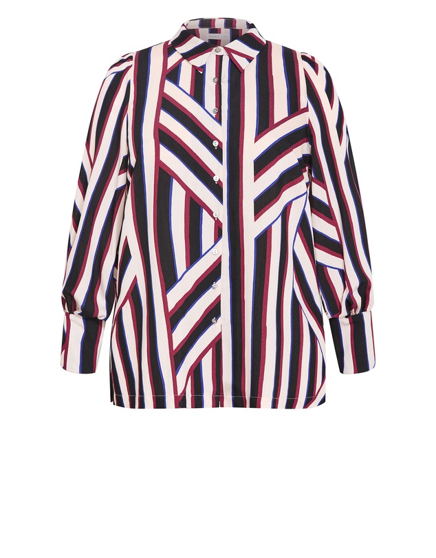 City Chic - Plus size Haylee Timeless Stripe Shirt - bone