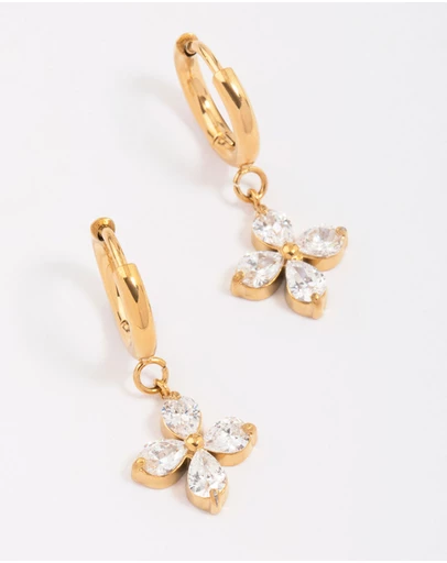 Lovisa - Gold Plated Surgical Steel Flower Huggie Hoop Earrings