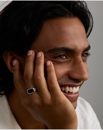 Michael Hill - Black Onyx Signet Ring in Sterling Silver