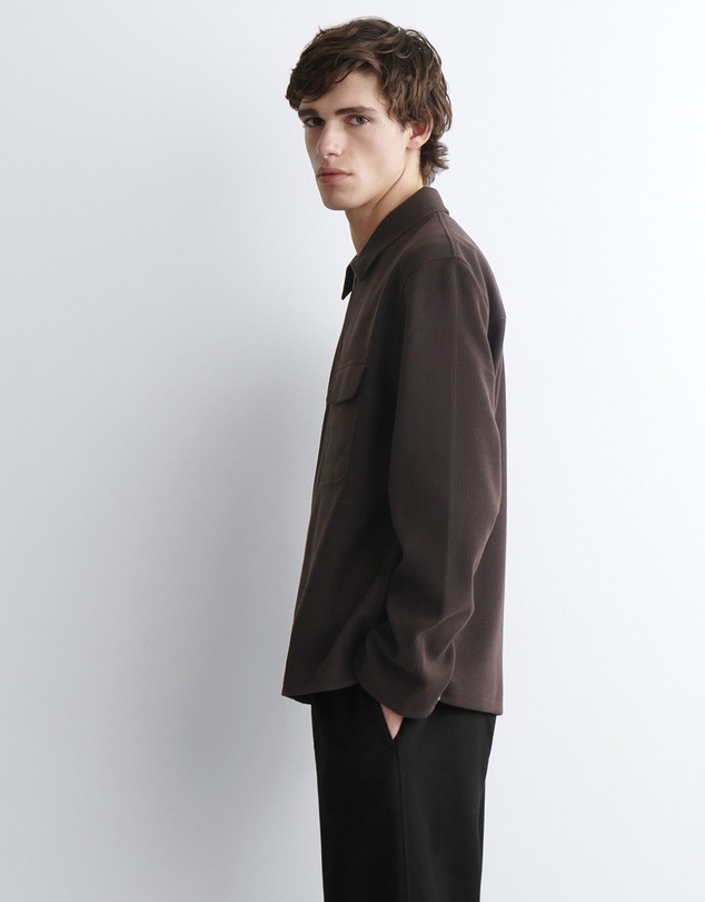 COS - Corduroy-Jersey Zip-Up Overshirt