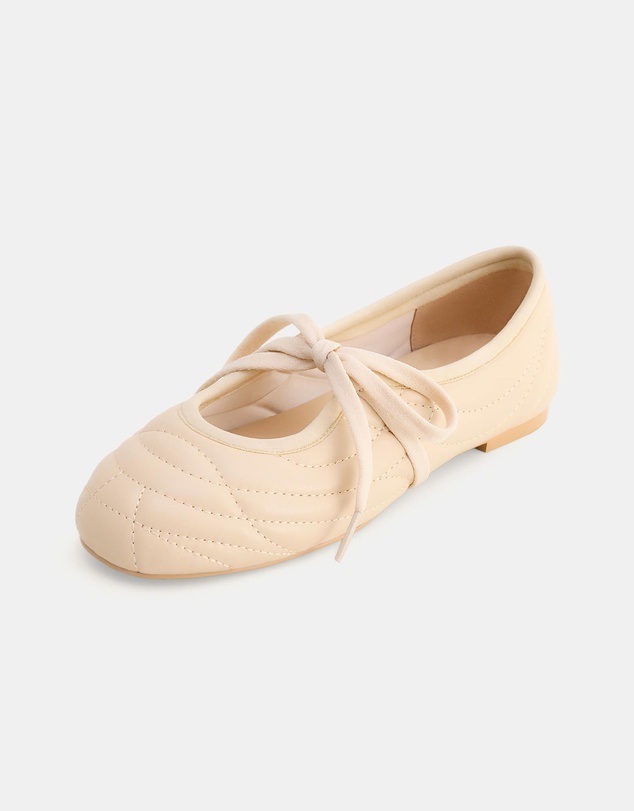 JW PEI - Erika Topstitching Lace-up Ballet Flats