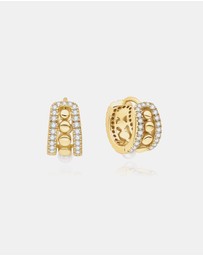 Ania Haie - Gold Sparkling Shell Pearl Row Huggie Hoop Earrings