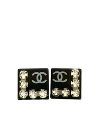Pre-Loved by Azura Reborn - Pre-Loved CC Resin Rhinestone Square Clip On Earrings