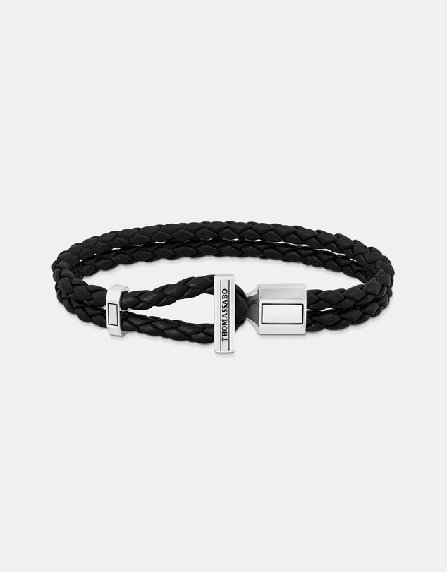 THOMAS SABO - Double Bracelet with Braided, Black Leather