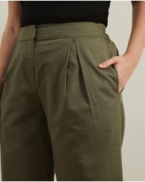 Atmos&Here Curvy - Clara Cotton Linen Tailored Pants