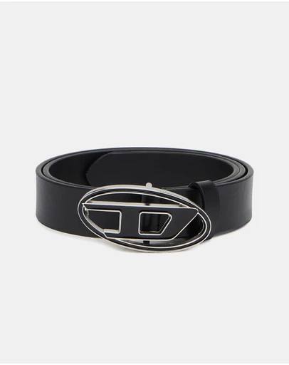 Diesel - B-1DR 25 Leather Belt with Enamelled Buckle