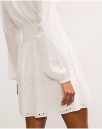 The Fated - Shirred Waist Broderie Short Dress