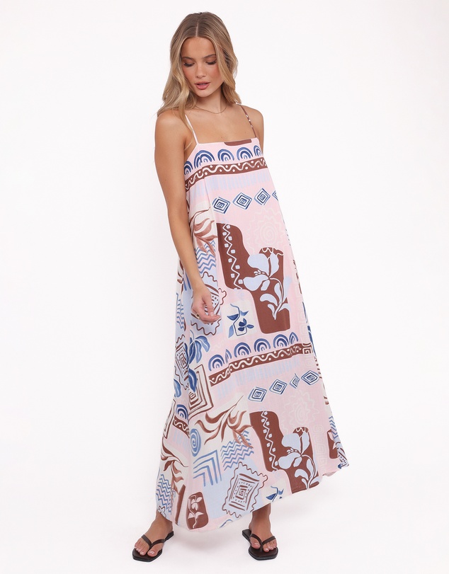 Petal & Pup - Elaris Maxi Dress - Blue Brown Abstract
