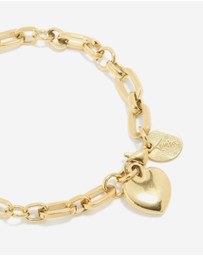 Lovisa - Waterproof Gold Stainless Steel Chunky Heart Link Charm Bracelet