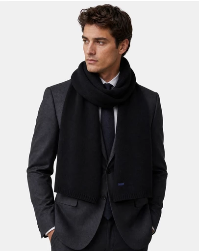 Henry Bucks - HENRY BUCKS Merino Wool Scarf BLACK