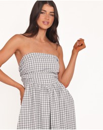 Petal & Pup - Paige Strapless Jumpsuit - Black White Gingham