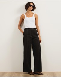 Atmos&Here - Mia Contrast Stitch Tailored Pants